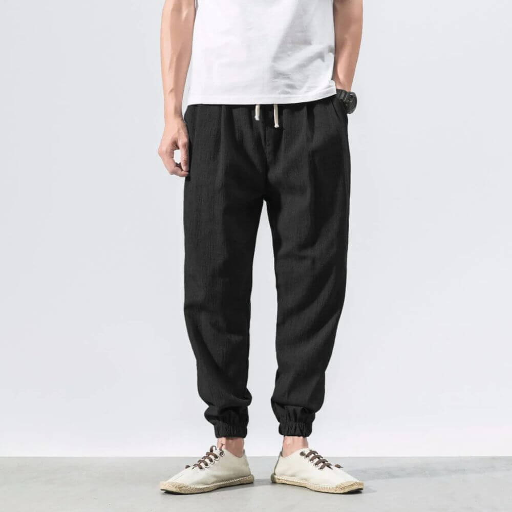 Stoffhose Komfort | Japanische Unisex-Hose mit Elastischem Bund