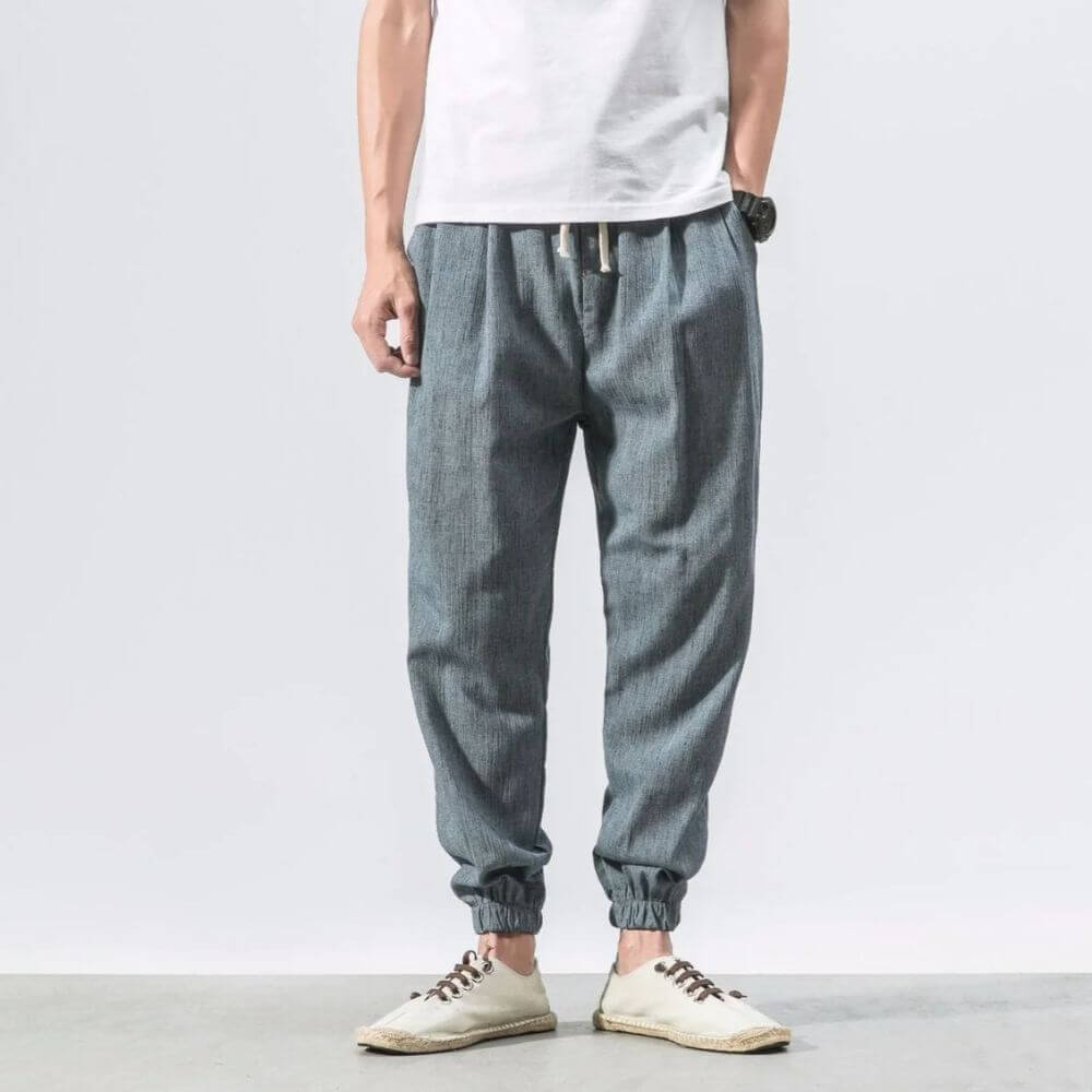 Stoffhose Komfort | Japanische Unisex-Hose mit Elastischem Bund