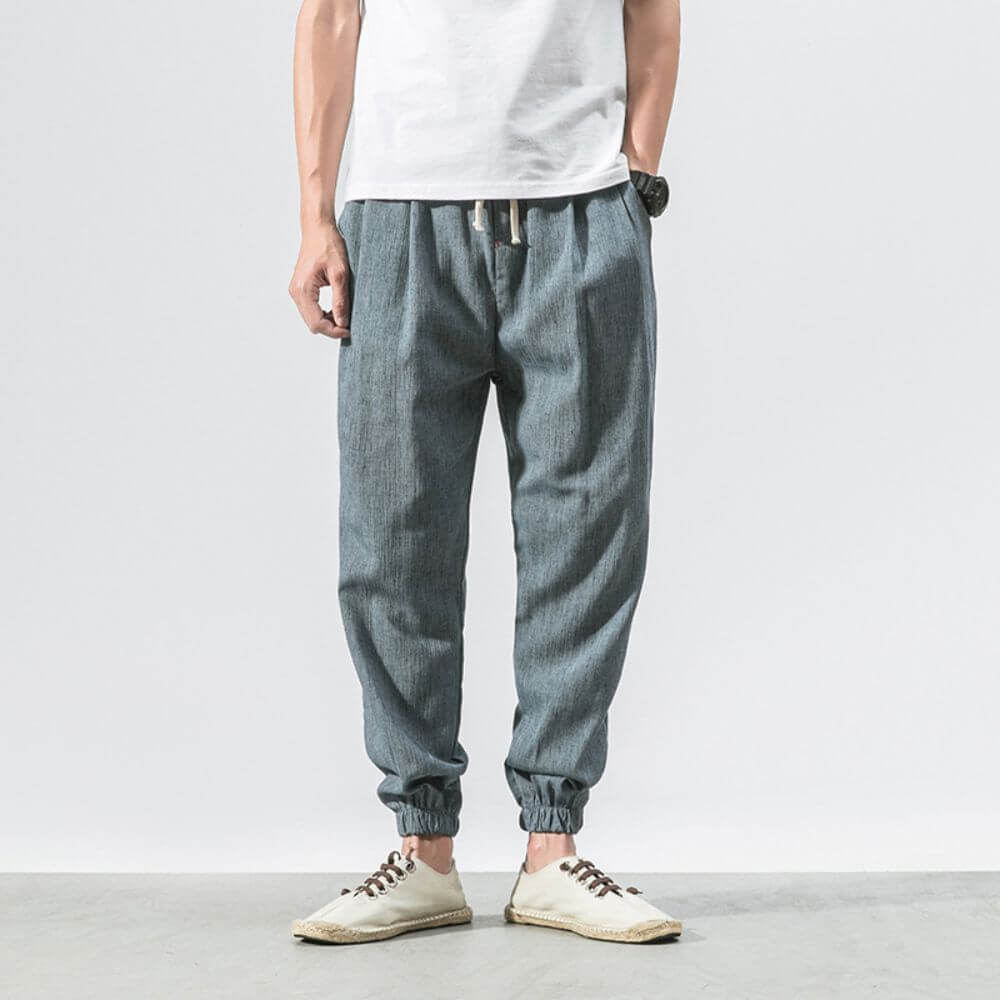 Stoffhose Komfort | Japanische Unisex-Hose mit Elastischem Bund