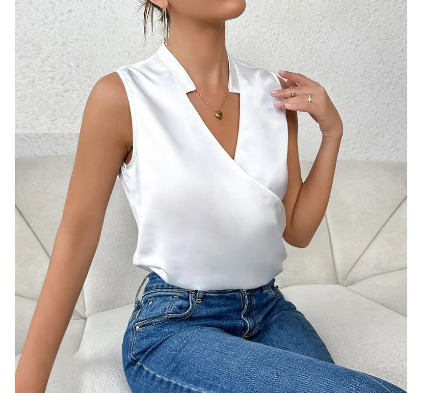 Damen Ärmelloses Top Slim Fit Elegant Sommer Freizeit