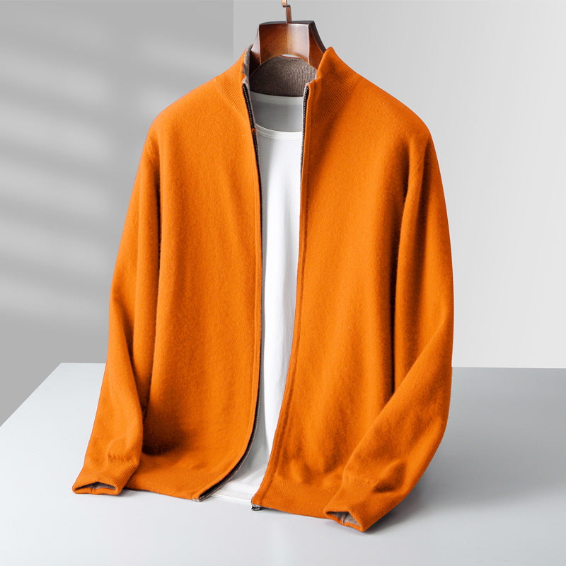 Herren Strickjacke mit Reißverschluss und Rippkragen