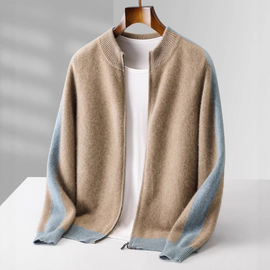 Herren Pullover mit durchgehendem Reißverschluss im Bomber-Stil
