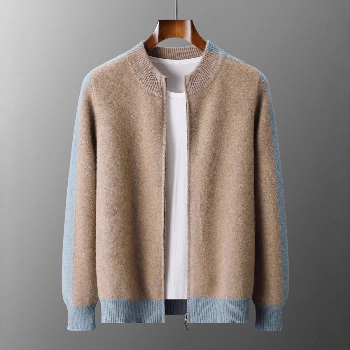 Herren Pullover mit durchgehendem Reißverschluss im Bomber-Stil