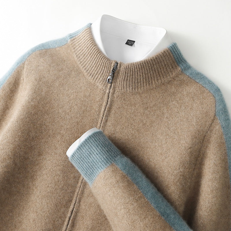 Herren Pullover mit durchgehendem Reißverschluss im Bomber-Stil