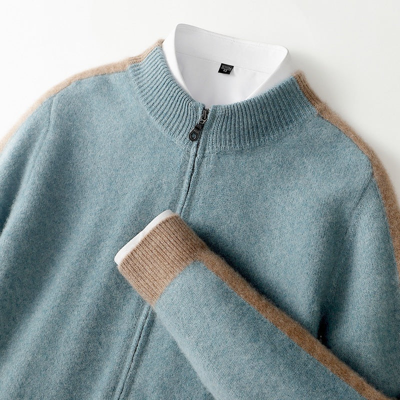 Herren Pullover mit durchgehendem Reißverschluss im Bomber-Stil