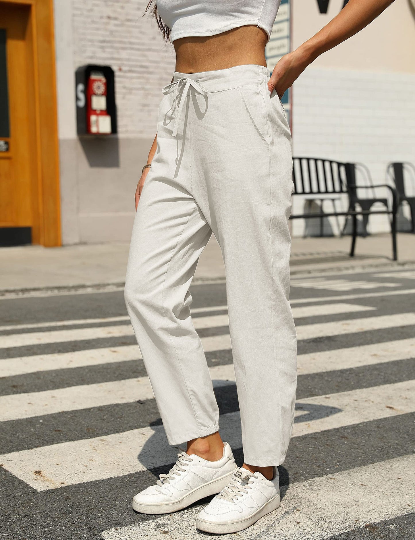Damen Stoffhose Relaxed Fit Freizeit