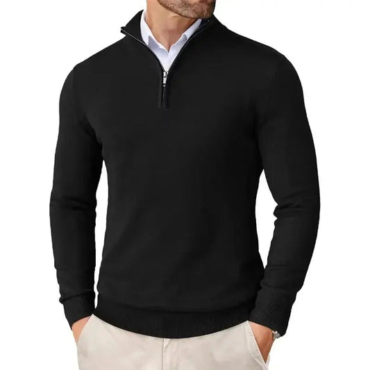 Herren Pullover mit kurzem Reißverschluss und Kragen