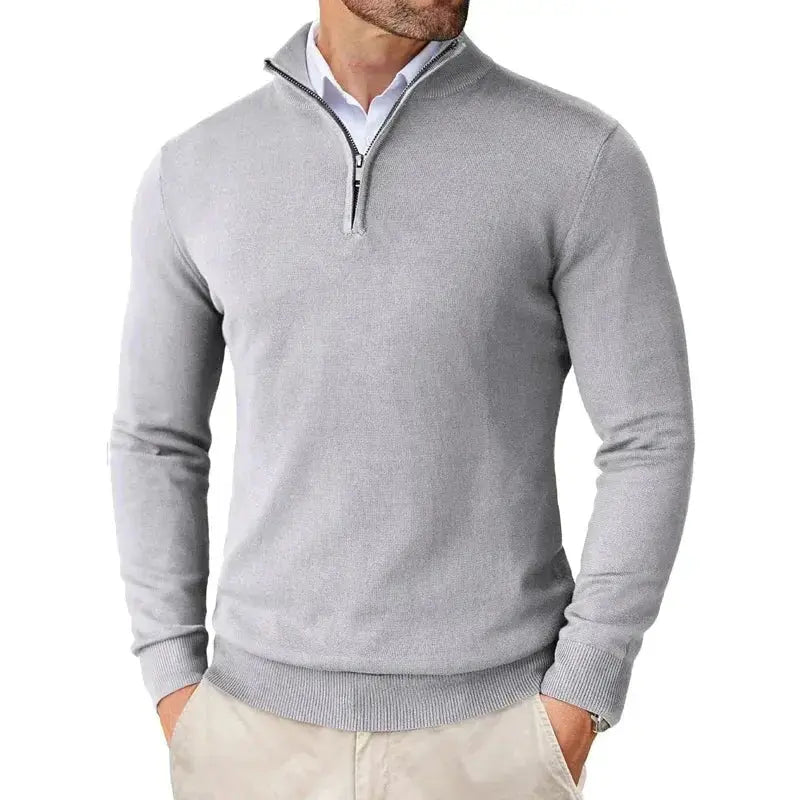 Herren Pullover mit kurzem Reißverschluss und Kragen