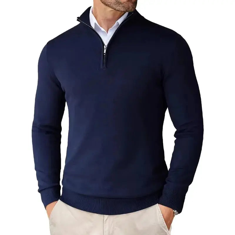 Herren Pullover mit kurzem Reißverschluss und Kragen