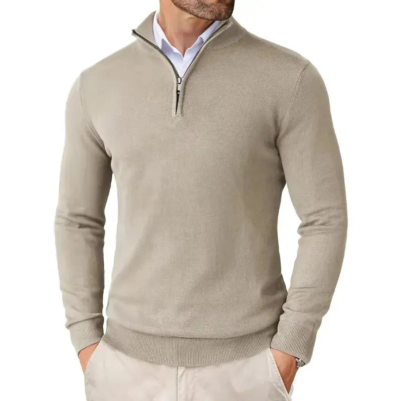 Herren Pullover mit kurzem Reißverschluss und Kragen