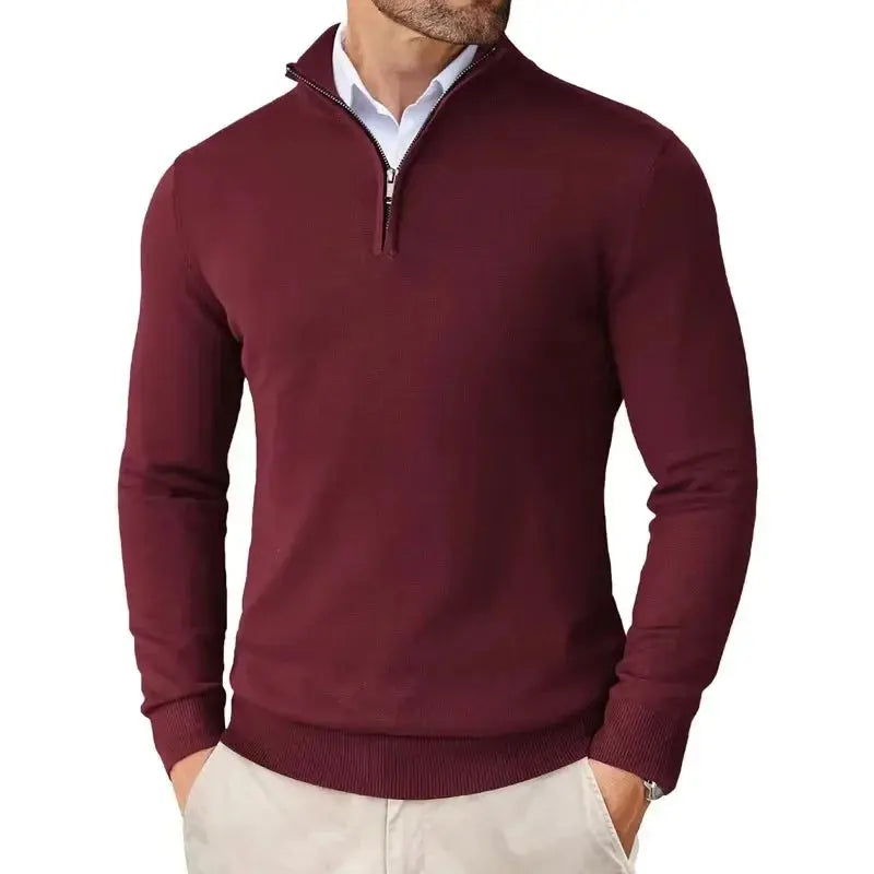 Herren Pullover mit kurzem Reißverschluss und Kragen