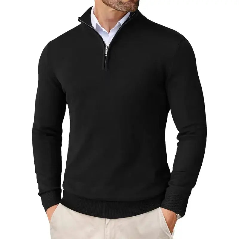 Herren Pullover mit kurzem Reißverschluss und Kragen