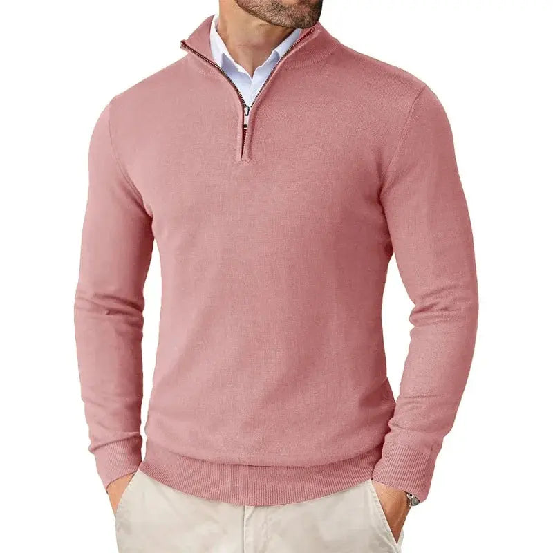 Herren Pullover mit kurzem Reißverschluss und Kragen