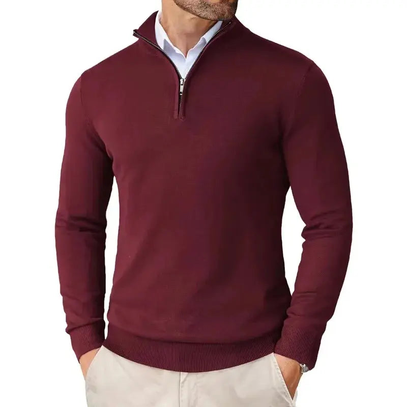 Herren Pullover mit kurzem Reißverschluss und Kragen