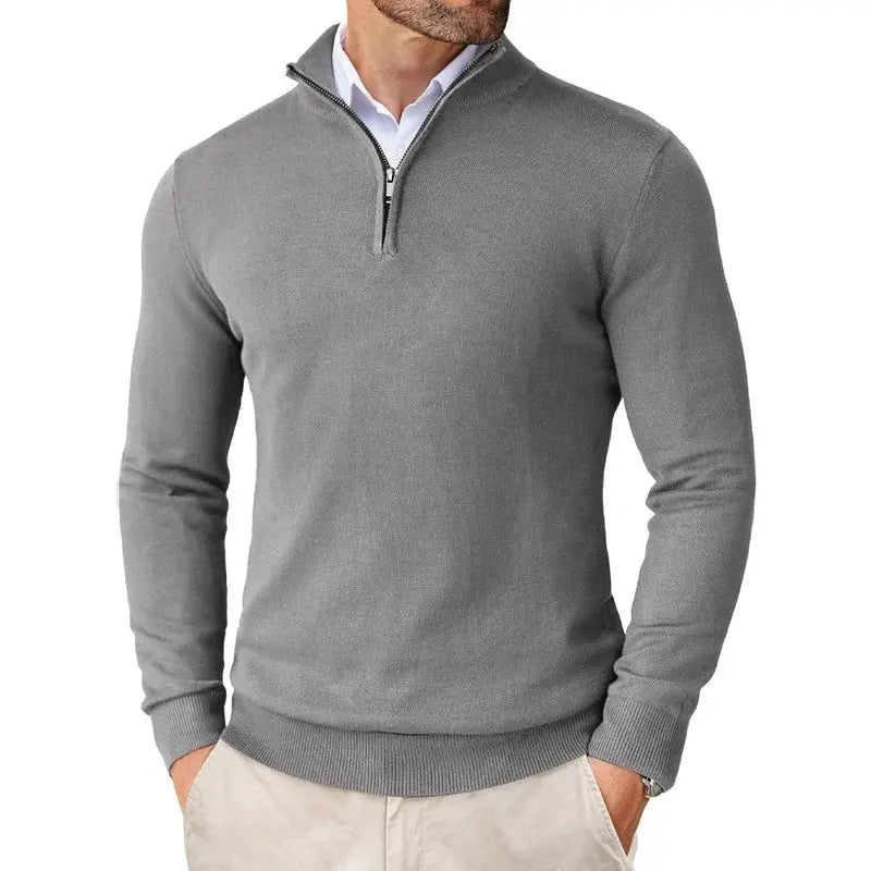 Herren Pullover mit kurzem Reißverschluss und Kragen