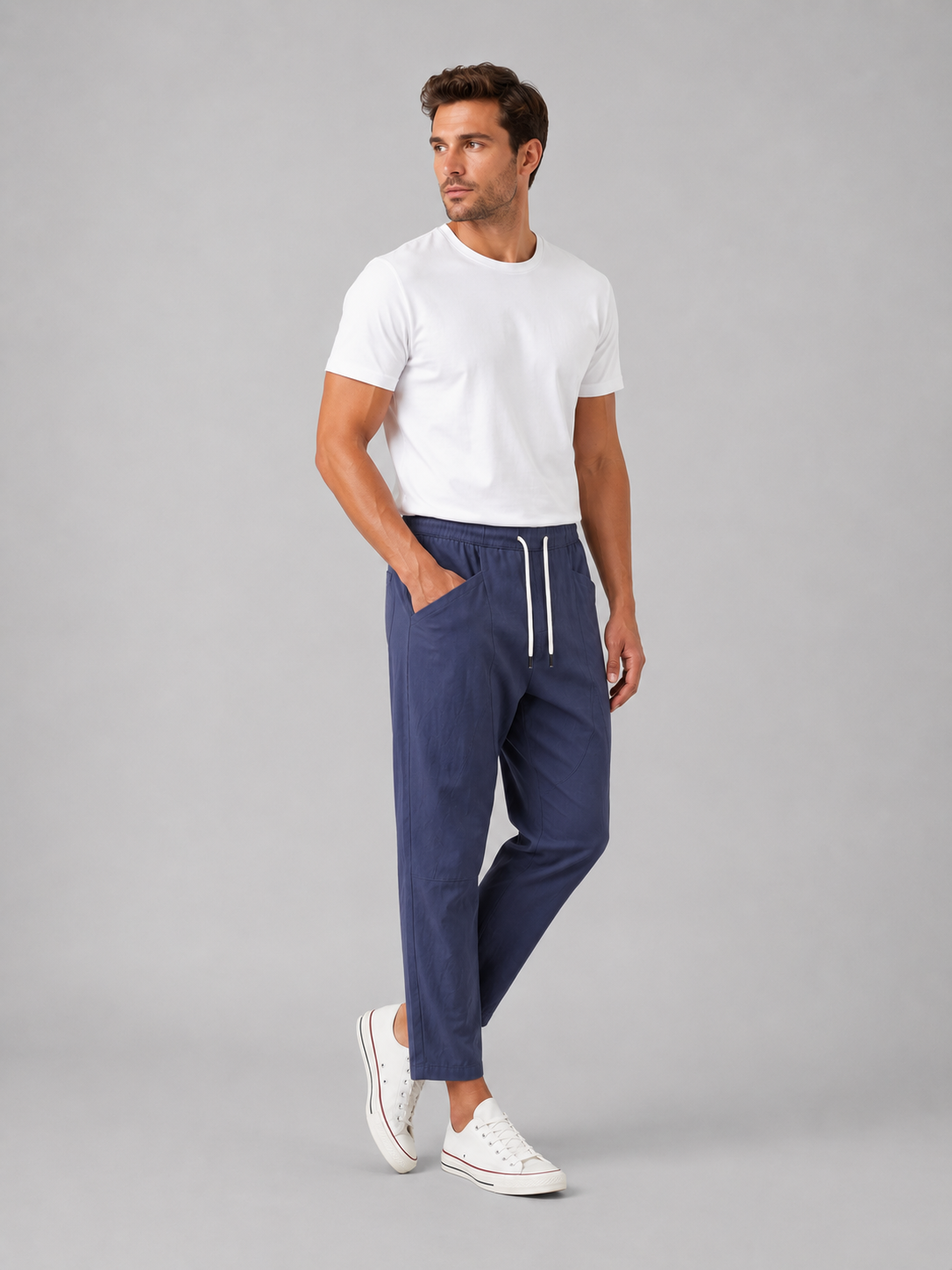 Herren Hose mit Kordelzugbund in lockerer Passform