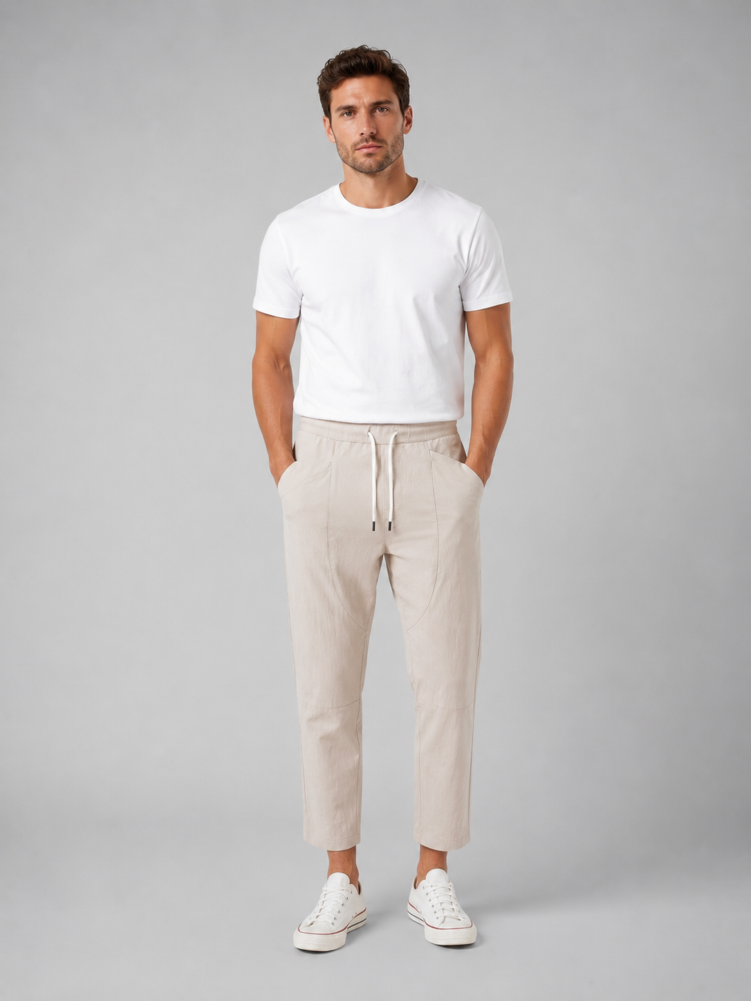 Herren Hose mit Kordelzugbund in lockerer Passform