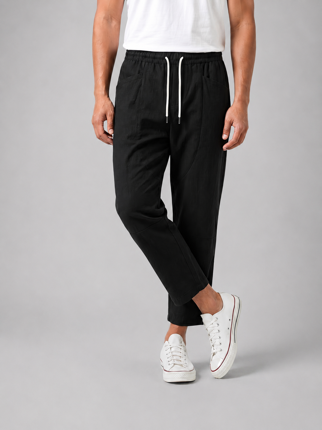 Herren Hose mit Kordelzugbund in lockerer Passform