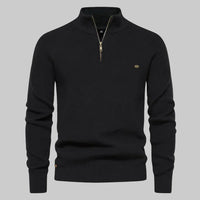 Herren Pullover mit Stehkragen und kurzem Reißverschluss