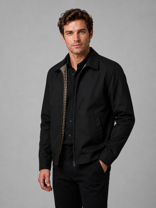 Herren Jacke mit spitzem Kragen und kariertem Futter