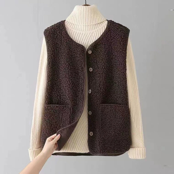 Damen Strickweste mit Knopfleiste und Seitentaschen