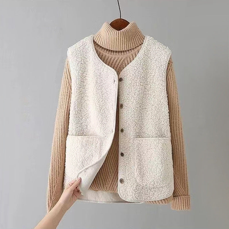 Damen Strickweste mit Knopfleiste und Seitentaschen