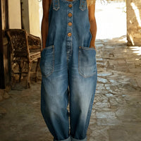 Damen Jumpsuit Overall Weit Schnitt Freizeit