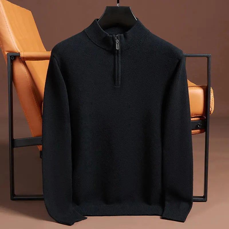 Herren Pullover mit kurzem Reißverschluss und cleanem Design