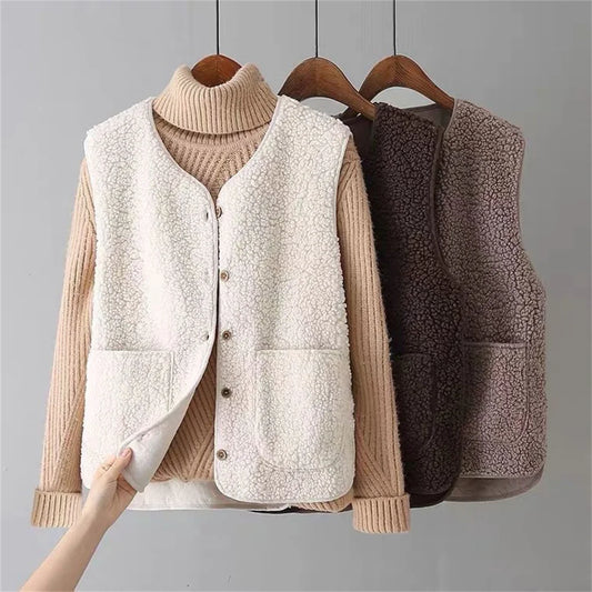 Damen Strickweste mit Knopfleiste und Seitentaschen