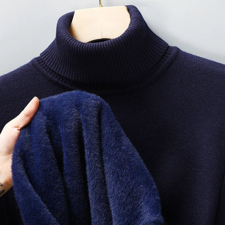 Herren Rollkragenpullover mit Flachstrick