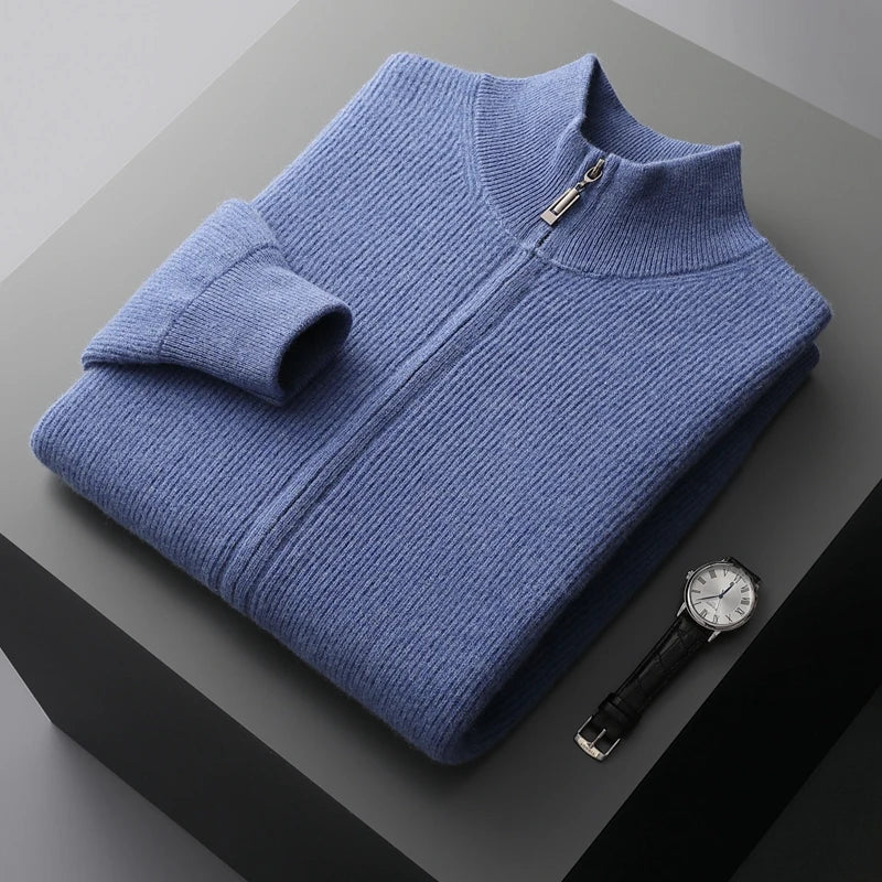 Herren Pullover mit hohem Kragen und Reißverschluss