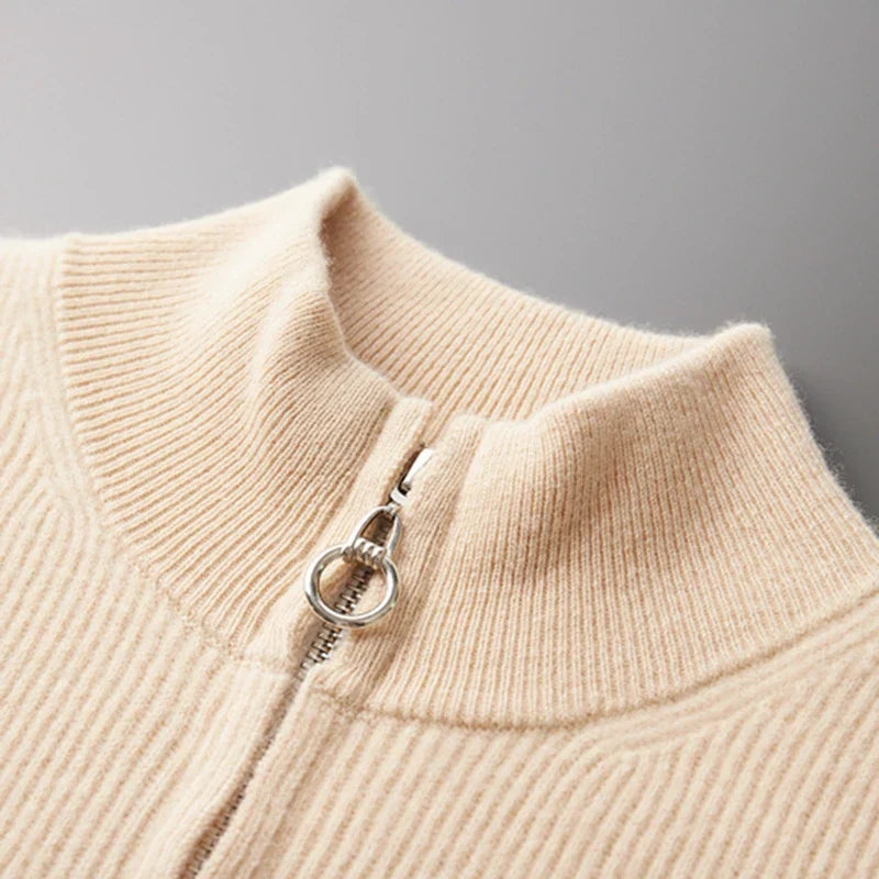 Herren Pullover mit hohem Kragen und Reißverschluss