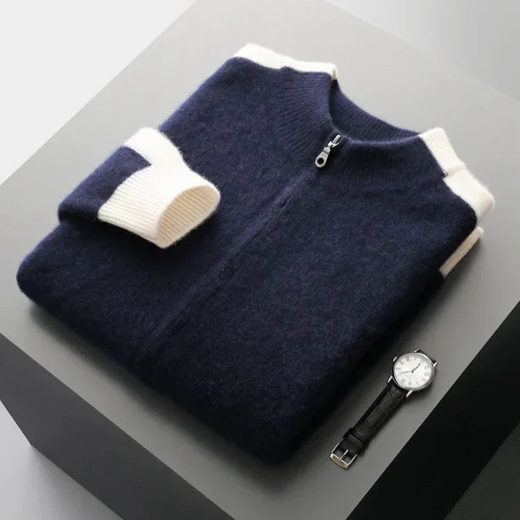 Herren Pullover mit durchgehendem Reißverschluss im Bomber-Stil