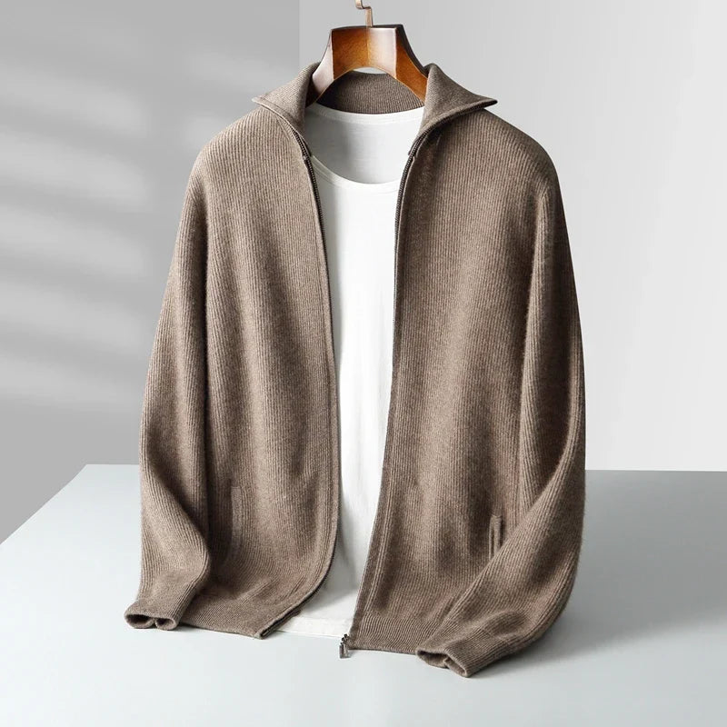Herren Pullover mit Polokragen und Rippdetails