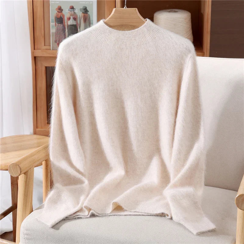 Damen Pullover mit Stehkragen in lockerer Passform