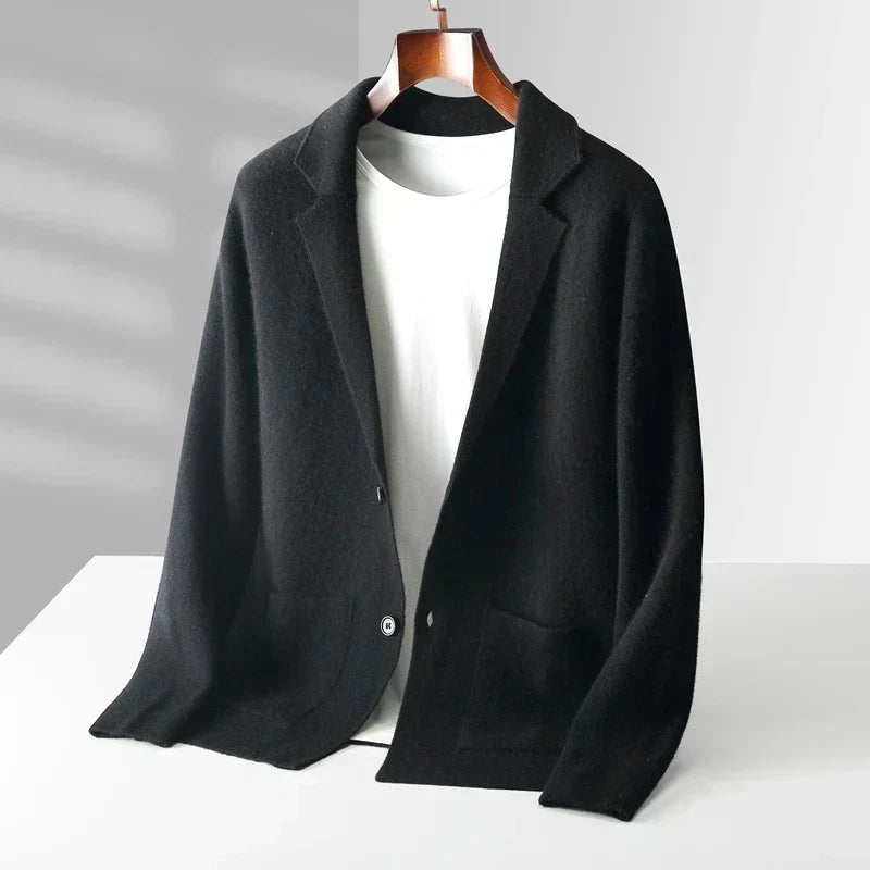 Herren Strickjacke mit Schalkragen und Knopfleiste