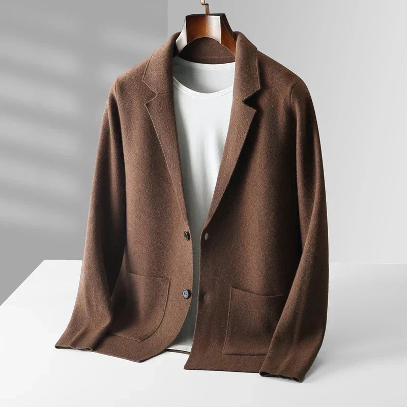 Herren Strickjacke mit Schalkragen und Knopfleiste