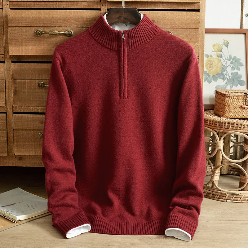 Herren Pullover mit kurzem Reißverschluss und cleanem Design