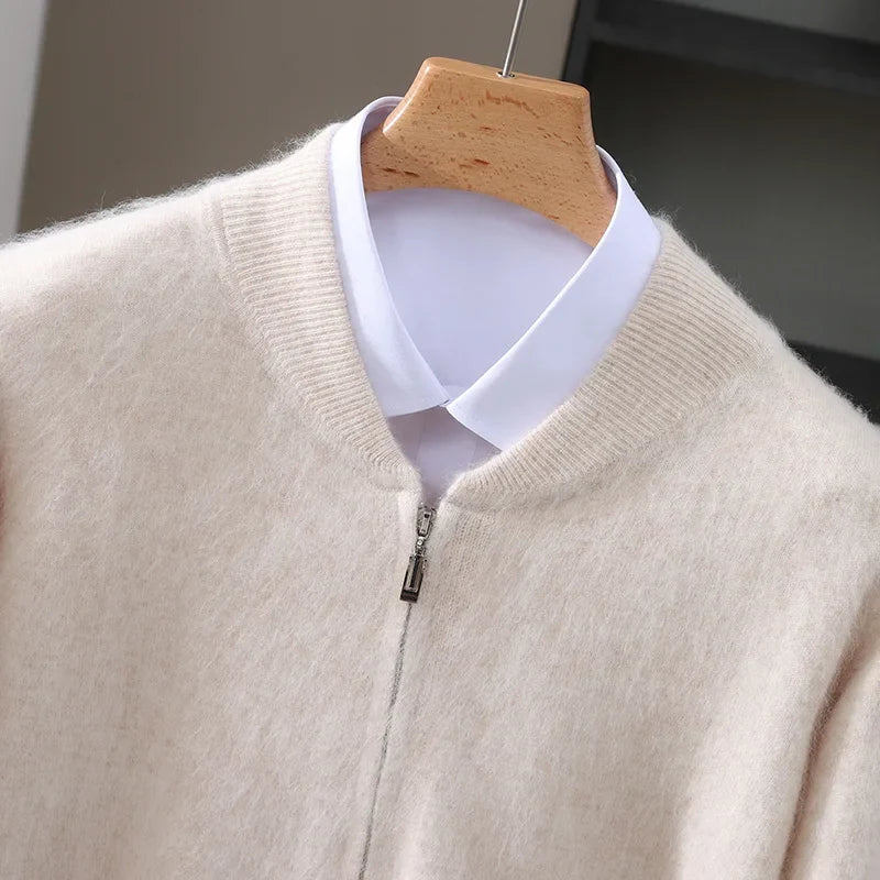 Herren Strickjacke mit Reißverschluss und strukturiertem Kragen