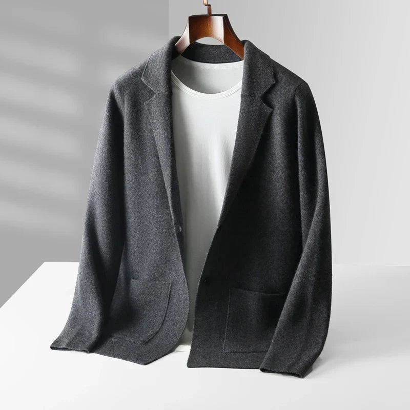 Herren Strickjacke mit Schalkragen und Knopfleiste