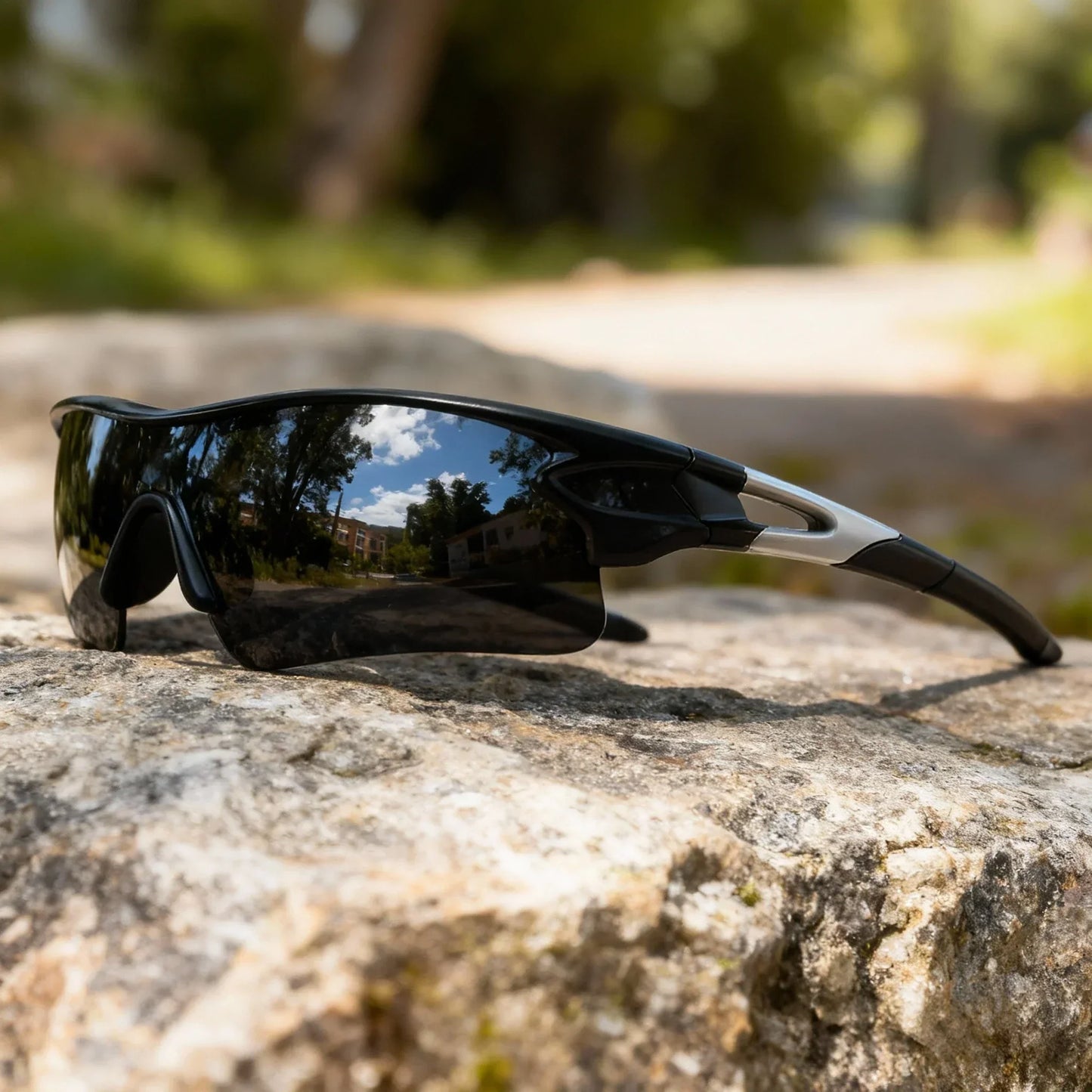 Herren Sport-Sonnenbrille I Velo Brille Wraparound Verspiegelt Outdoor