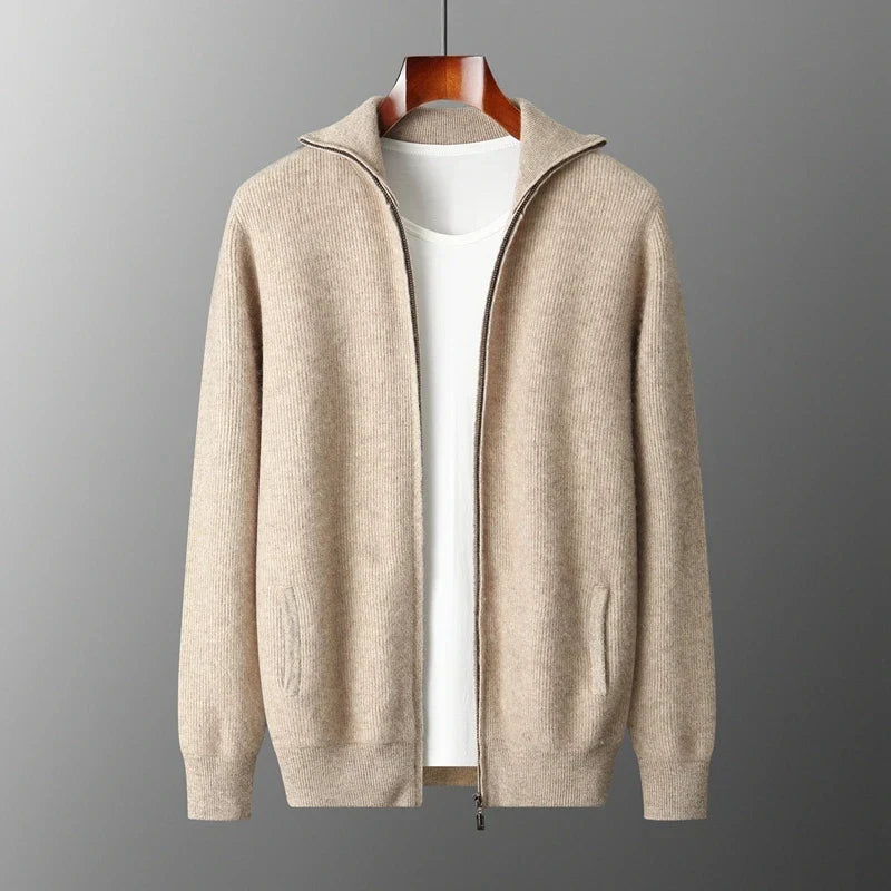 Herren Pullover mit Polokragen und Rippdetails