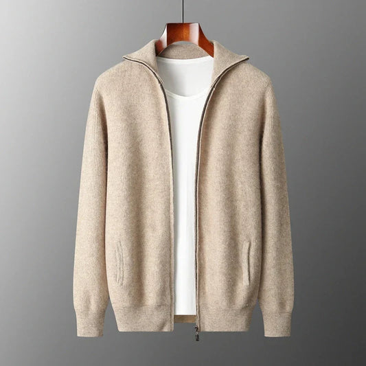 Herren Pullover mit Polokragen und Rippdetails
