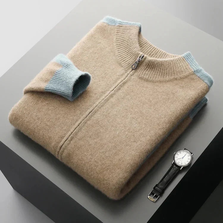 Herren Pullover mit durchgehendem Reißverschluss im Bomber-Stil