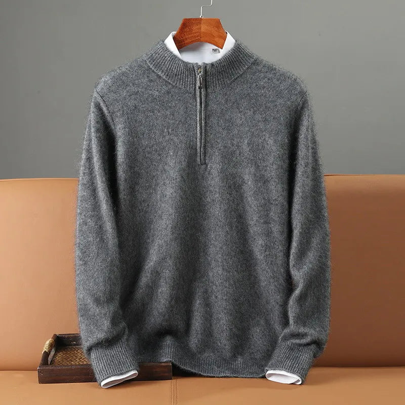 Herren Pullover mit kurzem Reißverschluss und cleanem Design