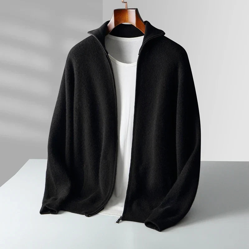 Herren Pullover mit Polokragen und Rippdetails