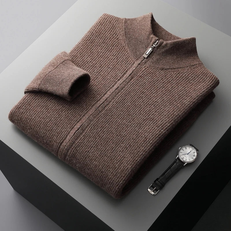 Herren Pullover mit hohem Kragen und Reißverschluss