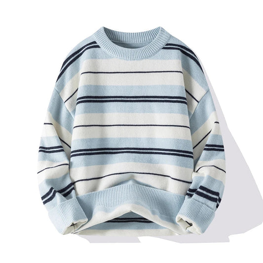 Herren Pullover mit Rundhalsausschnitt und Streifendesign