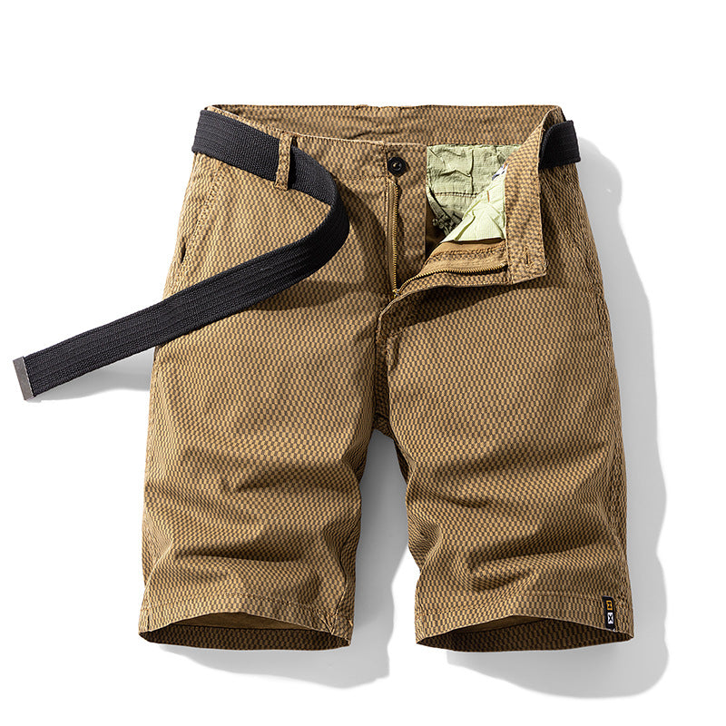 Gürtelshorts Herren Regular Fit Sommer Freizeit Karo