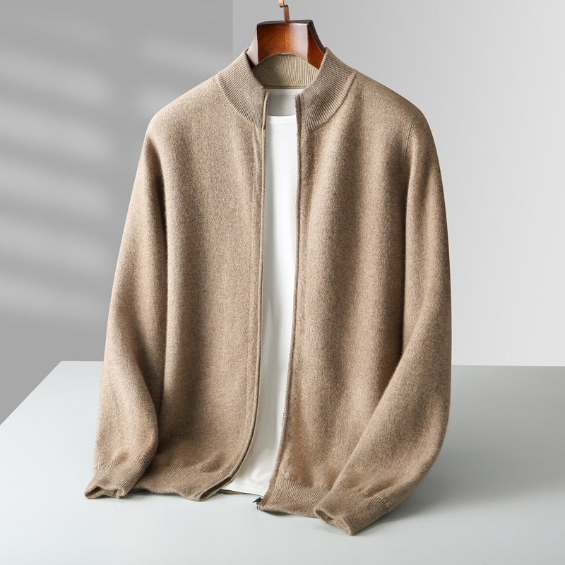 Herren Strickjacke mit Reißverschluss und Rippkragen